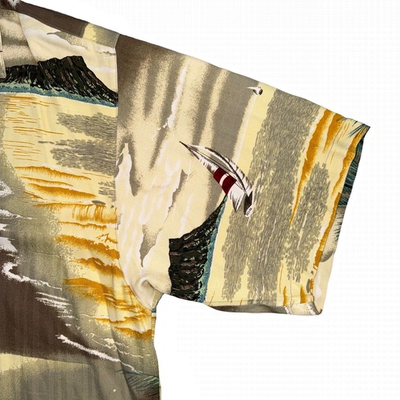 Tommy Bahama Mens Button-Up Short Sleeve Silk Hawaiian Sailboat Colorful Shirt L - Picture 6 of 15